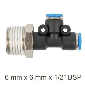Pu Hose Fitting Tee 6mm X 6mm X 1/2'm